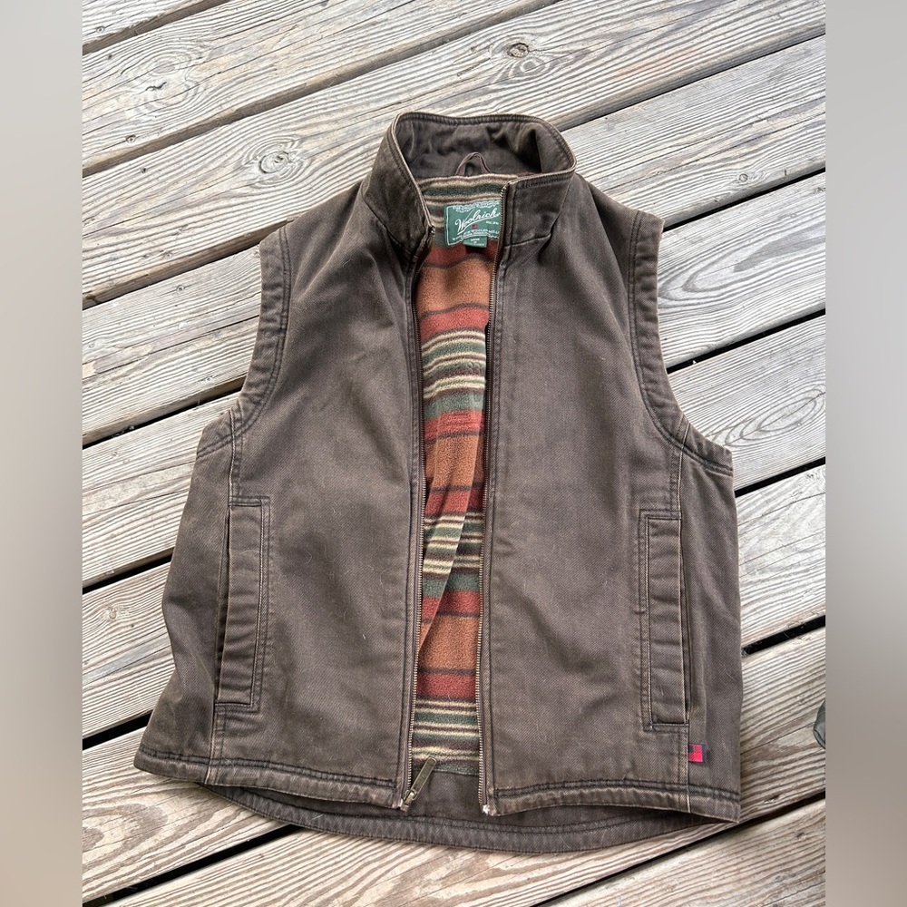 Woolrich men’s barn vest, canvas outside fleece inside